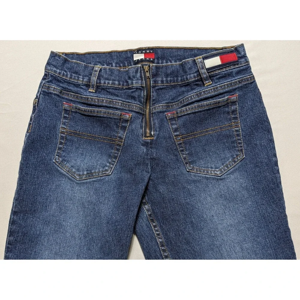 VTG TOMMY JEANS BACKWARDS Women Juniors 11‎ Stretch Denim Blue Jeans RARE